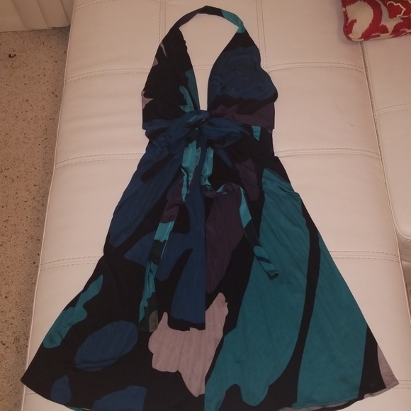 Issa London Dresses & Skirts - Issa London Sz 6 Blue Green Silk Halter Dress